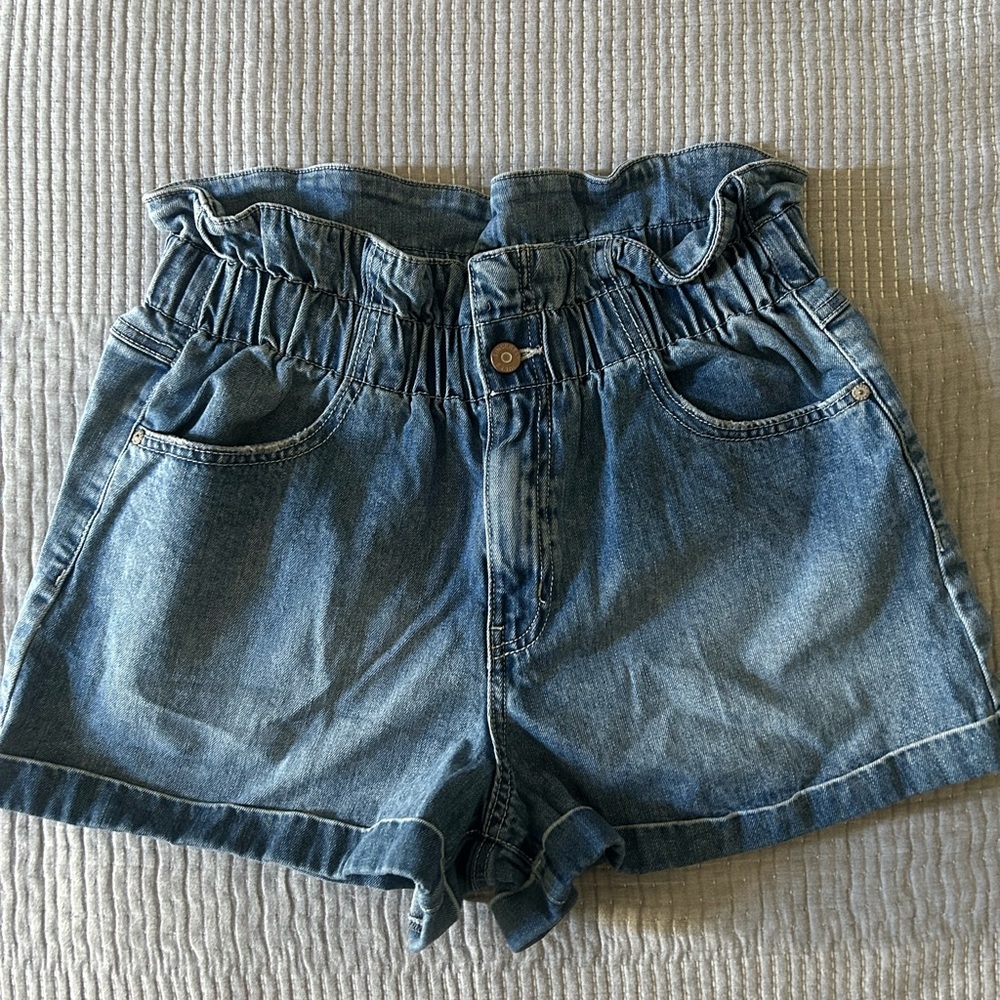 Sincerely Jules Ruffled Denim Blue Jean Shorts
